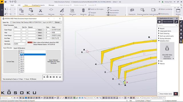 Kosoku Technologies | MBS Tekla Structures Import Automation By Elevation смотреть онлайн