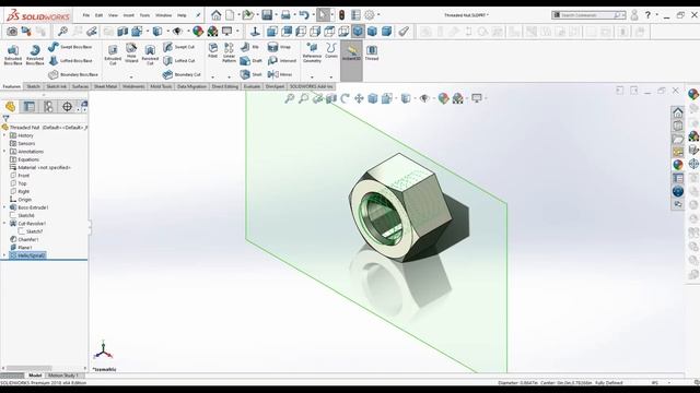 SolidWorks 2021 Tutorial for Beginners #24 | Threaded Nut in SolidWorks-آموزش سالیدورکس смотреть онлайн