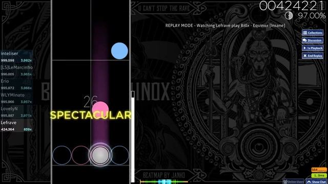 Billx - Equinox [Insane] | osu!mania | 96.55% S смотреть онлайн