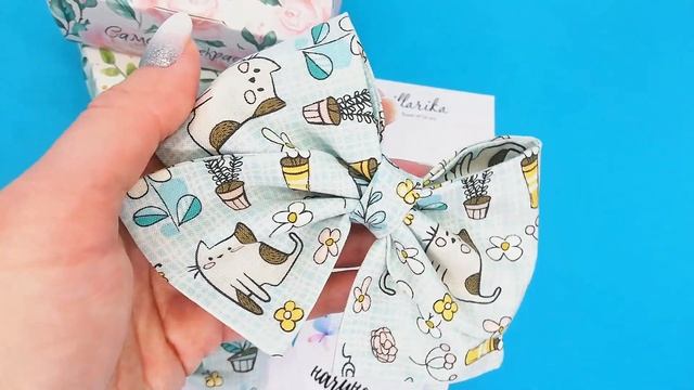 Комплект бантиков Котейка. Резинка и заколки для волос. Премиальный хлопок. смотреть онлайн