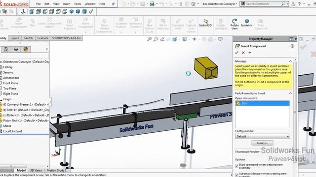 Box Orientation Conveyor Design Assembly Motion Study in Solidworks with Proximity Sensor смотреть онлайн