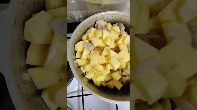 Картошка с мясом. вкусная картошка