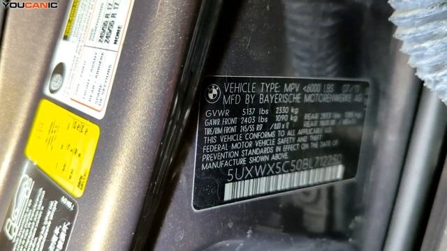 2011-2017 BMW X3 F25 Paint Code Location