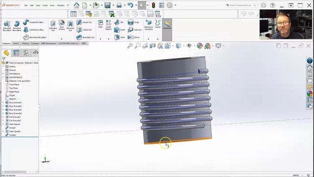 SolidWorks: Threads and Helix Coils - Helix on Surface (Section 10-7) смотреть онлайн