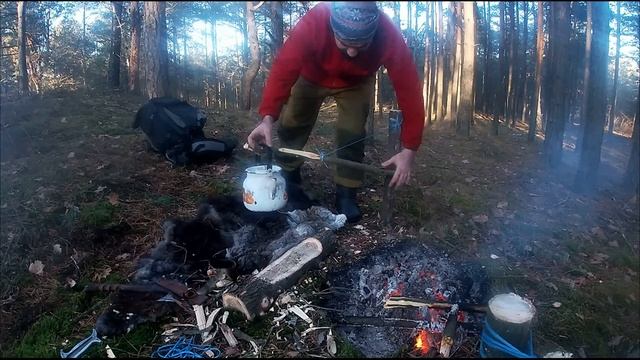 ПОХОД В ДИКИЙ ЛЕС. (жареное сало на костре, запеченная картошка в углях). BUSHCRAFT/БУШКРАФТ
