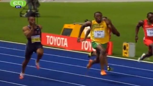Usain Bolt 100m Final WORLD RECORD 9.58 Berlin 2009 - Greek Audio смотреть онлайн
