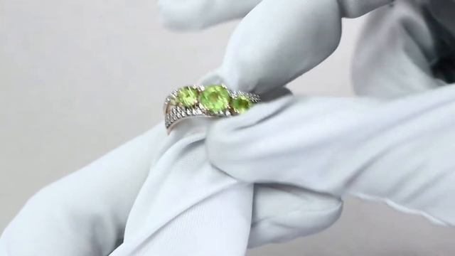 Кольцо из золочёного серебра AQUAMARINE с фианитом и хризолитом А6509707А-п смотреть онлайн