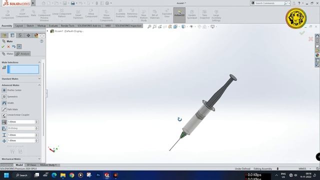 Syringe full assembly | Solidworks Tutorial смотреть онлайн