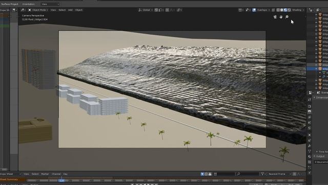 Blender Tsunami Fluid Simulation Cycles #b3d