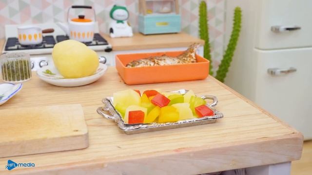Easy Miniature Oven Baked Fish Cooking In Tiny Kitchen | ASMR Mini Food Satisfying
