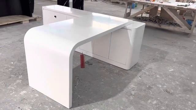 L shaped white executive office desk side table modern boss desk смотреть онлайн