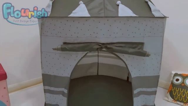 OEM design Kids Castle Tent Play House Toy Tent Grey Color With Carry Bag смотреть онлайн