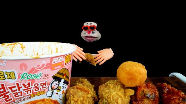 ASMR MUKBANG :) Spicy Rosé Chicken Noodle & Chicken Set Eating Show!