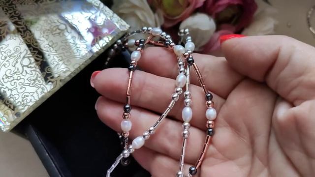 Чокер з гематиту та натуральних перлин💖 смотреть онлайн