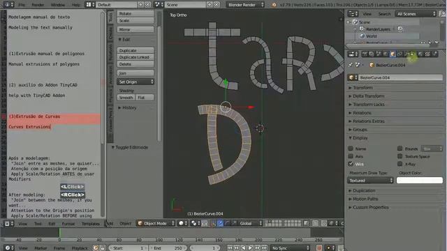 Blender 2.79 - Texto 3D 02, 03 Modelagem Manual, Curvas смотреть онлайн