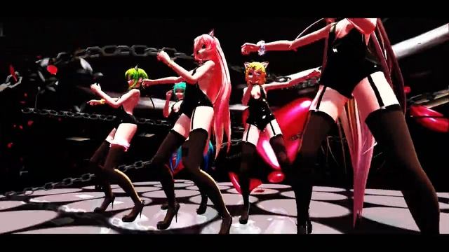 MMD BURNING - (Miku & Luka & Gumi & IA & Kagamine Rin)  720HD