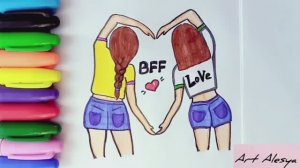 Как нарисовать лучших подруг или сестричек❤️