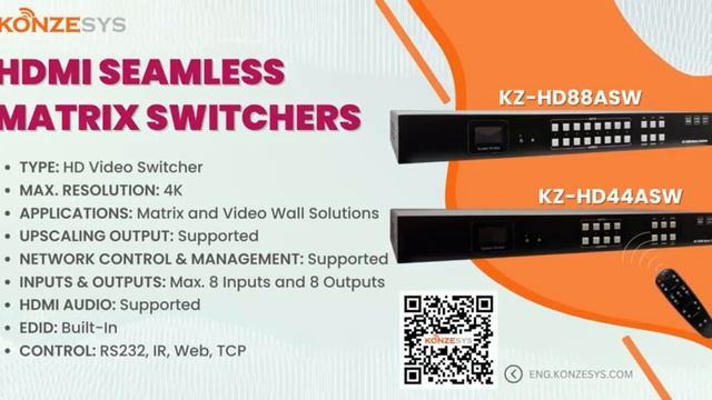 KZ HD44ASW88ASW 4X4 HDMI Seamless Matrix Switcher смотреть онлайн