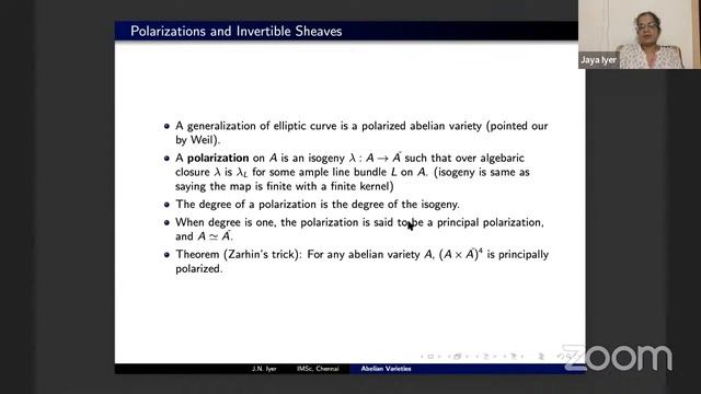 Abelian Varieties - II - Jaya N. Iyer, IMSc, Chennai смотреть онлайн