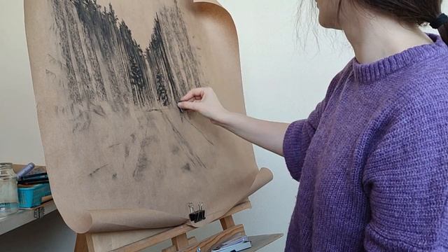 Зимние каникулы, прогулка в лесу и рисунок углём смотреть онлайн