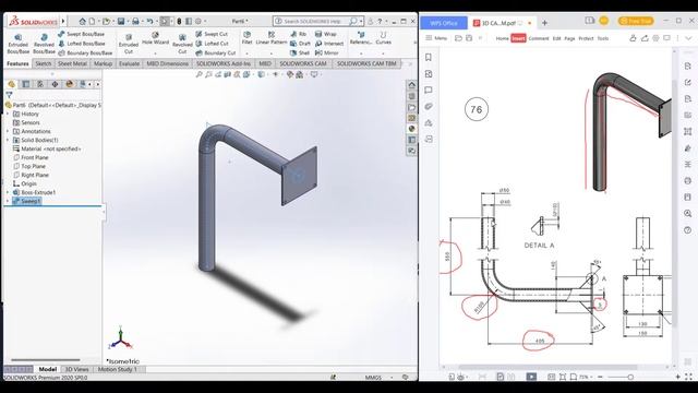 SolidWorks | 3D CAD EXERCISES 76 | StudyCadCam | Solution Tutorial | смотреть онлайн