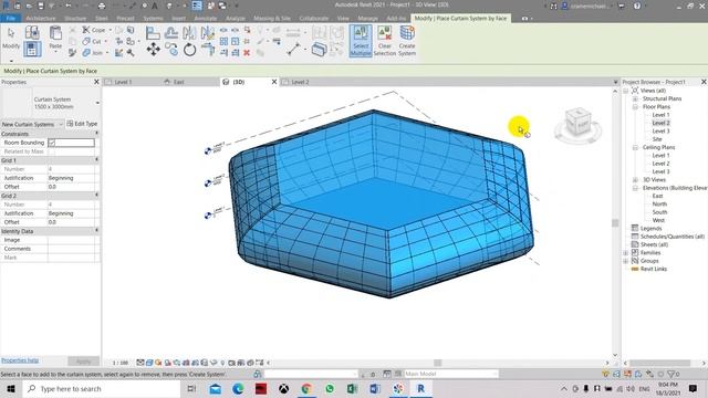 Create Mass Polygon with Curve Curtain Wall in Revit смотреть онлайн