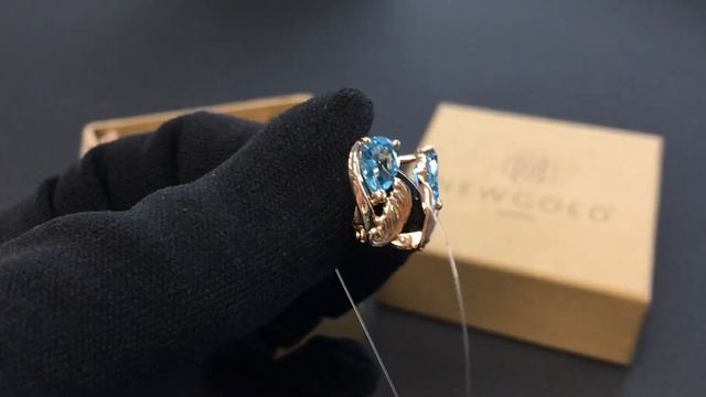 !Серьги 095100 из красного золота 585 пробы с топазами Swiss