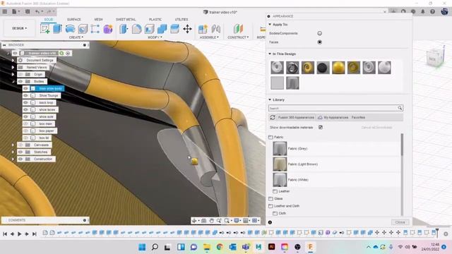 Fusion 360: Shoe tutorial Part 10- materials and rendering смотреть онлайн