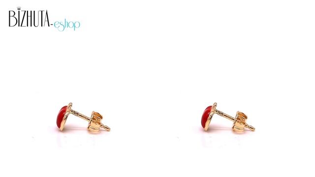 Bizhuta - Обеци от 14К злато – ябълка с червен гланц, лъскава, изпъкнала повърхност смотреть онлайн