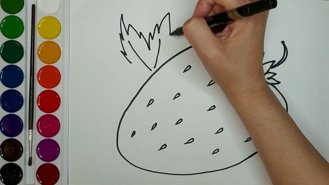 How to draw a strawberry? /Құлпынай салу/ Как нарисовать клубнику? #draw #strawberry #клубника смотреть онлайн