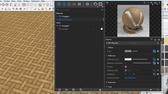 Realistic Wicker Webbing Material in Vray SketchUp смотреть онлайн