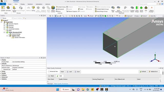 ANSYS 2023 R1 (Static Structural & Modal analysis tutorial) lec-1 #ansysworkbench #ansys смотреть онлайн