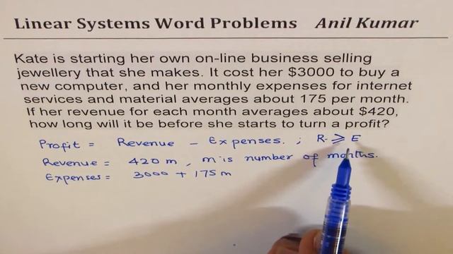 Linear System Profit Cost Revenue Break Even Point Example смотреть онлайн