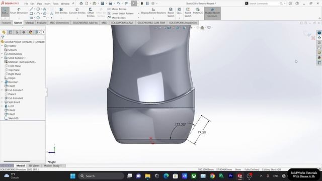 SolidWorks 2023 Part (Sketch and Features) Tutorials Project #2 смотреть онлайн