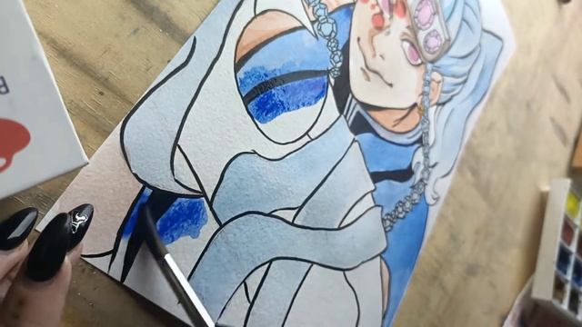 Тенген Узуй акварель плюс маркеры. Клинок рассекающий демона арт. Tengen Uzui. Kimetsu No Yaiba