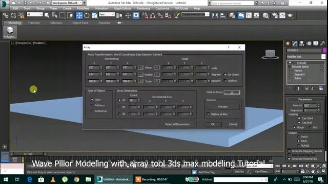3ds max Tutorial-Wave pillar design with array command смотреть онлайн