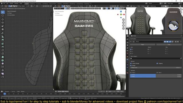 modeling a gaming chair in blender 2.82 part 2 смотреть онлайн
