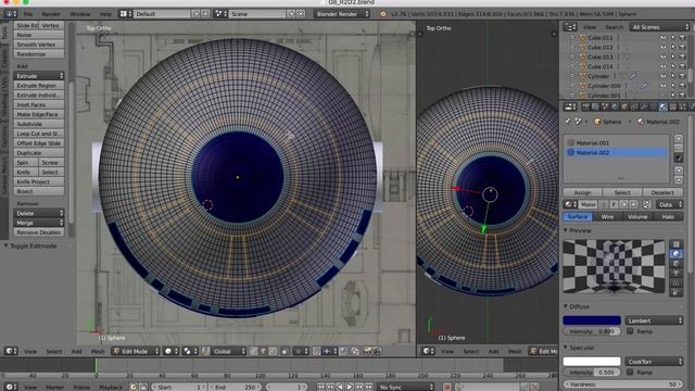 R2-D2 Blender Tutorial - Panel Lines without editing the mesh (Part 9) смотреть онлайн