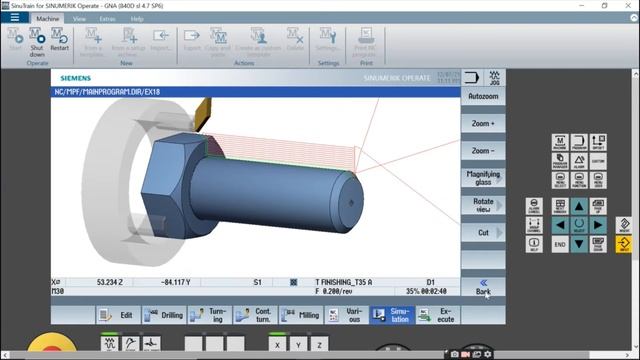 Siemens-SINUMERIK-Sinutrain-Undercut - Cycle 940 - Programming of Thread undercuts-DIN 76-Type A смотреть онлайн