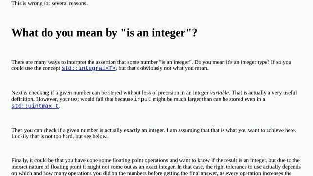 Codereview: An Is_integer Template Function Implementation In C++