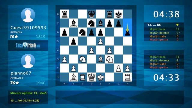 Chess Game Analysis: pianno67 - Guest39109593 : 1-0 (By ChessFriends.com) смотреть онлайн