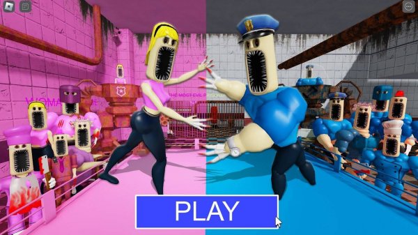 EXE BARRY WOMAN Team Против EXE BARRY MAN Team в BARRY'S PRISON RUN! New Scary Obby в РОБЛОКС