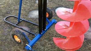 Электробур на аккумуляторах на стойке +дополнительный редуктор