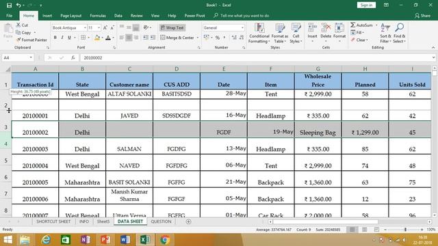 use of Row and column in Excel in Hindi ||PART 3|| hide delete insert height setting смотреть онлайн