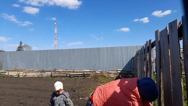 Поливаем огород и поднимаем забор с малышом. Мешанка для кур. Запеканка с курицей.