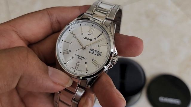 SOLD CASIO QUARTZ MTP-1384D ROMAN DAY DATE WHITE DIAL FULLSET MULUS LIKE NEW FOLLOW IG LakoneWatch