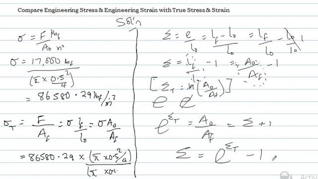 Comparing values of Engineering Stress & Strain with True Stress & Strain смотреть онлайн