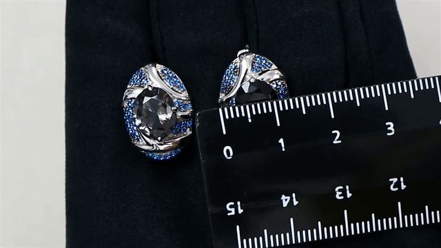 Серебряные серьги AQUAMARINE с гидротермальным сапфиром и ювелирным кристаллом А4703283Б смотреть онлайн