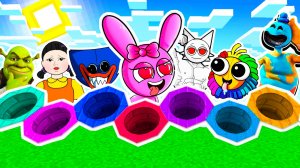 ВЫБЕРИ КРУГЛУЮ ЯМУ ВСЕ СПРУНКИ, ПОППИ ПЛЕЙТАЙМ, ИГРА В КАЛЬМАРА, ШРЕК 5 В МАЙНКРАФТ