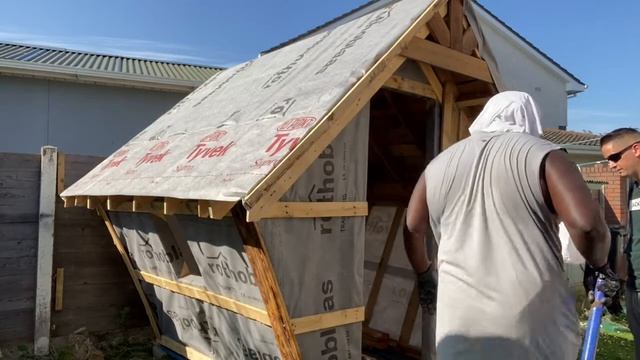 Building a sauna DIY project with pallets wood parts “7” смотреть онлайн